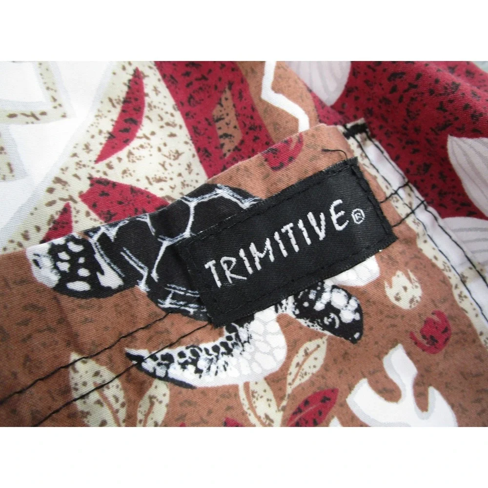 Trimitive Mens XL Hawaiian Board Shorts Red Brown Sea Turtle Tropical Cotton USA